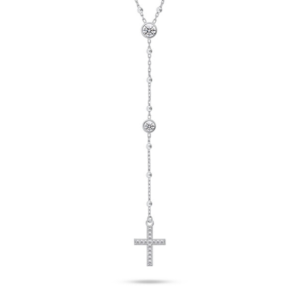 Nadčasový stříbrný náhrdelník Růženec NCL113W