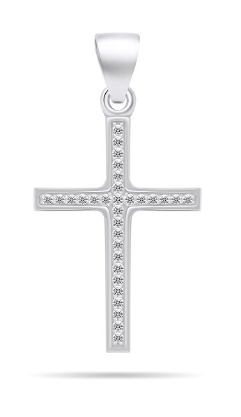 Originale pendente in argento con zirconi Croce PT78W