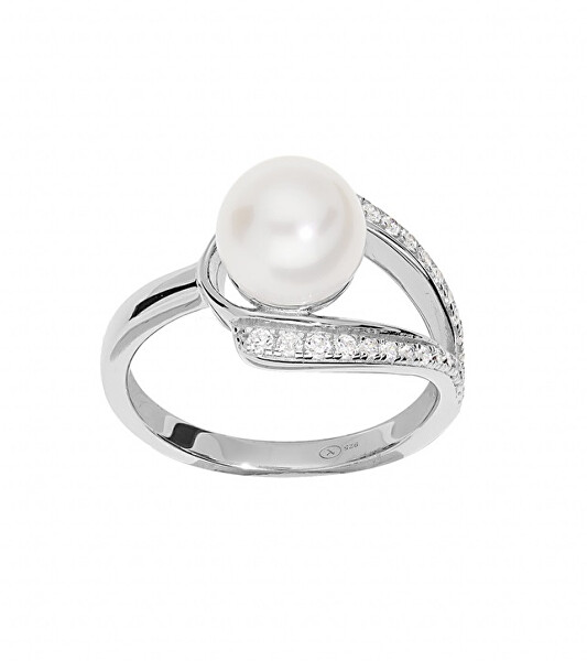 Intramontabile anello in argento con vera perla e zirconi ML05699A