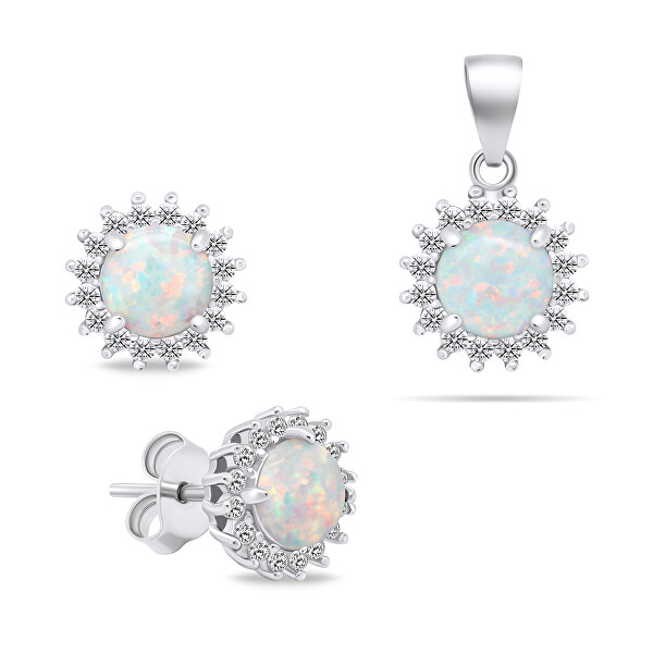 Splendido set di gioielli con opale SET231W (orecchini, ciondolo)