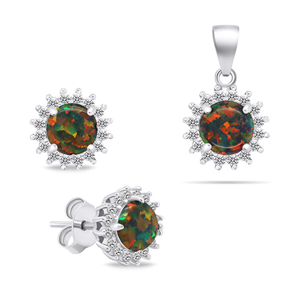 Nádherný set šperkov s opálmi SET231WBC (náušnice, prívesok)