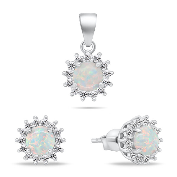 Set minunat de bijuterii cu opale SET247W (cercei, pandantiv)