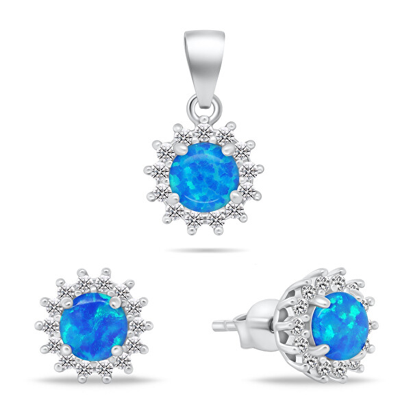 Splendido set di gioielli con opale SET247WB (orecchini, ciondolo)