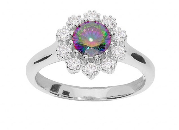 Nádherný stříbrný prsten Květina s topazem Mystic Stone SR07823A