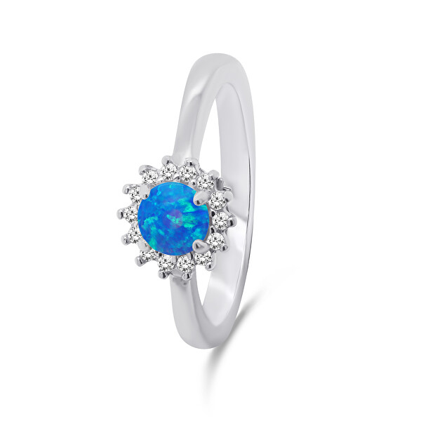 Splendido anello in argento con opale e zirconi RI056WB