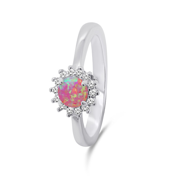 Splendido anello in argento con opale e zirconi RI056WP
