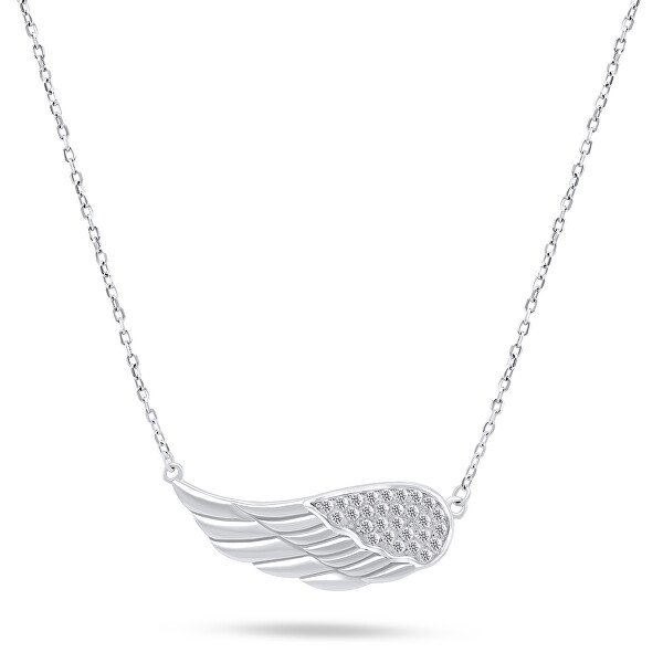Nežný strieborný náhrdelník Anjelské krídlo NCL30W