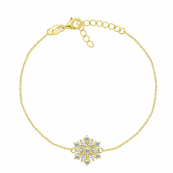 Okouzlující pozlacený náramek se zirkony Vločka BRC254Y