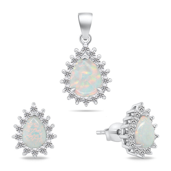 Incantevole set di gioielli con opale SET244W (orecchini, pendente)