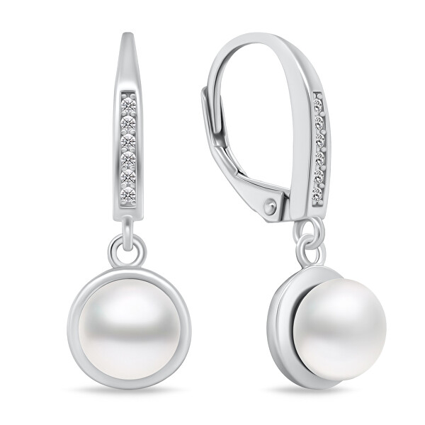 Cercei fermecători de argint cu perle și zirconii EA90
