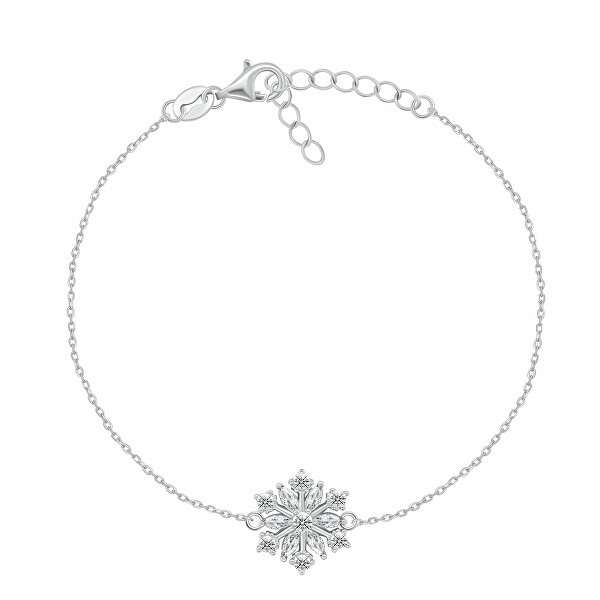 Okouzlující stříbrný náramek se zirkony Vločka BRC254W