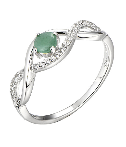 Anello incantevole in argento con smeraldo Precious Stone SR00716P