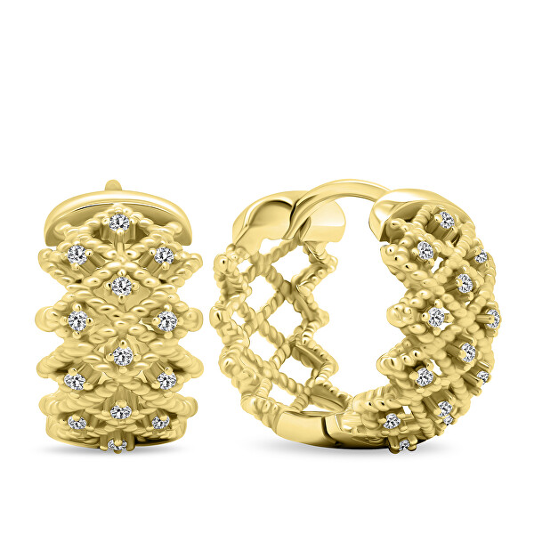 Orecchini fashion a cerchio placcati in oro con zirconi EA479Y