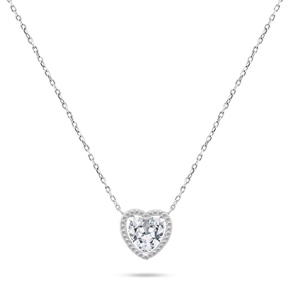 Oslnivý stříbrný náhrdelník se třpytivým srdíčkem NCL70W