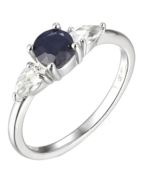 Oslnivý strieborný prsteň so zafírom Precious Stone SR09031B