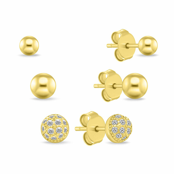 Pozlacená sada peckových náušnic SET297Y (3 páry náušnic)