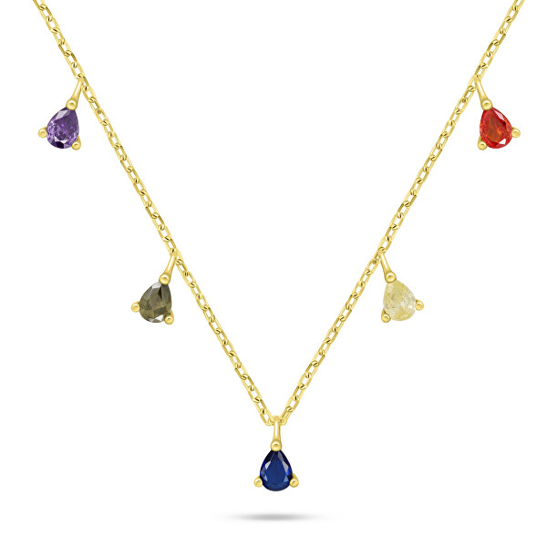 Pozlacený náhrdelník s barevnými zirkony NCL137Y