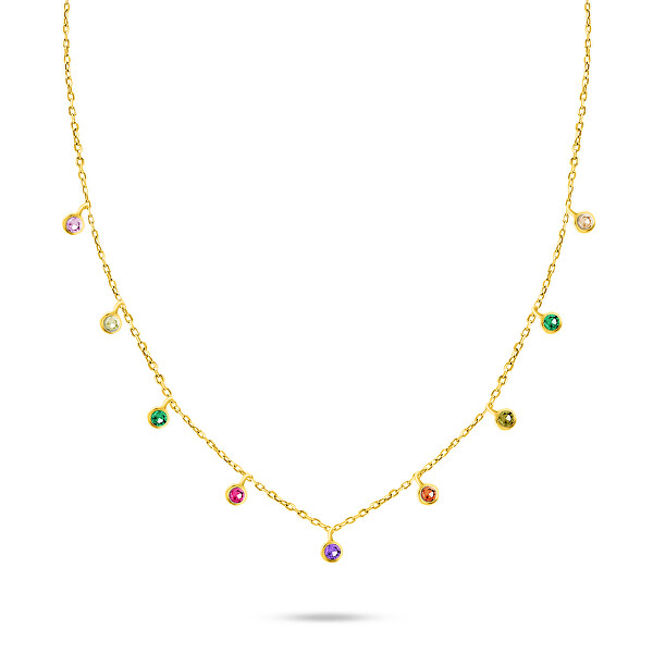 Vergoldete Halskette mit farbigen Zirkonen NCL60Y