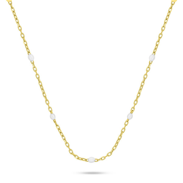 Vergoldete Halskette mit weißen Perlen NCL112Y