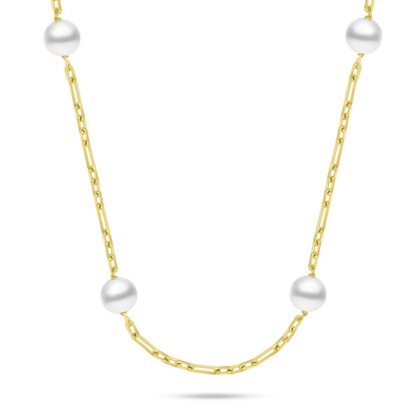 Pozlátený náhrdelník s Majorica perlami NCL140Y
