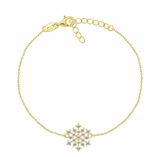 Pozlacený náramek se zirkony Vločka BRC253Y
