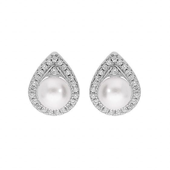 Gyönyörű ezüst fülbevaló gyöngyökkel ML05671A