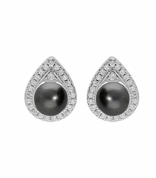 Prekrásne strieborné náušnice s pravými tahitskými perlami TA/ME04373A