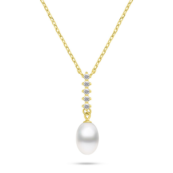 Prekrásny pozlátený náhrdelník s pravou perlou NCL130Y