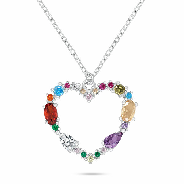 Bellissima collana in argento Cuore con zirconi colorati NCL178W