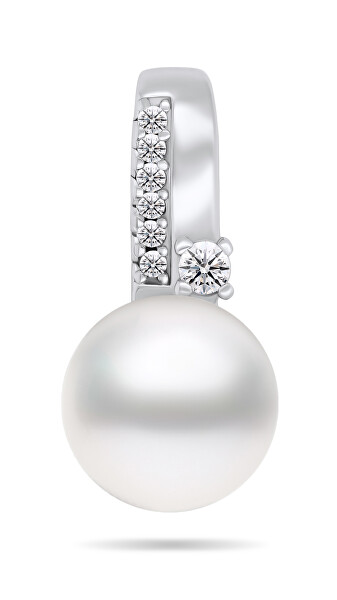 Prekrásny strieborný prívesok s pravou perlou a zirkónmi PT100W