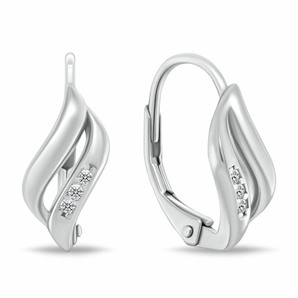 Půvabné stříbrné náušnice s kubickými zirkony EA1179W
