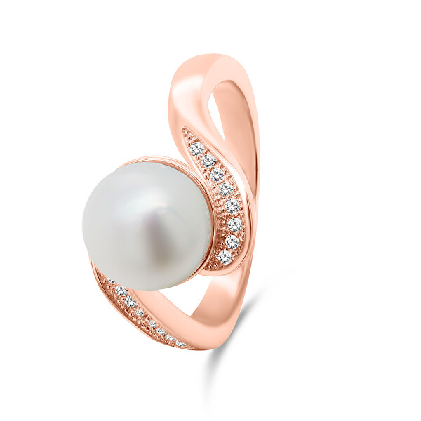 Pôvabný bronzový prsteň s pravou perlou RI061R