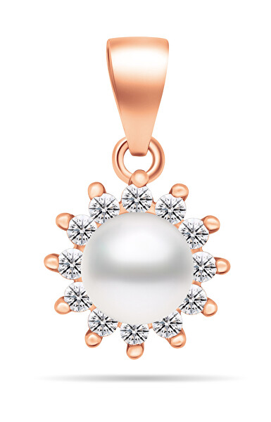 Incantevole pendente di perle con zirconi PT88R