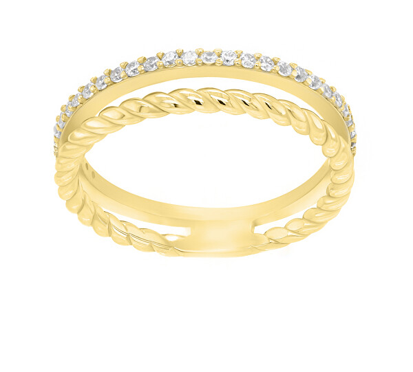 Incantevole anello placcato oro con zirconi GR044Y