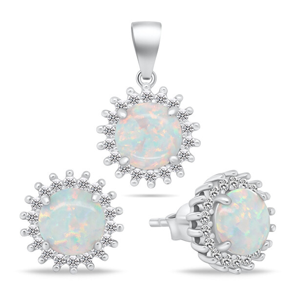 Affascinante set di gioielli con opale SET254W (orecchini, ciondolo)
