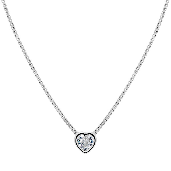 Půvabný stříbrný náhrdelník Srdce NCL26W (řetízek, přívěsek)