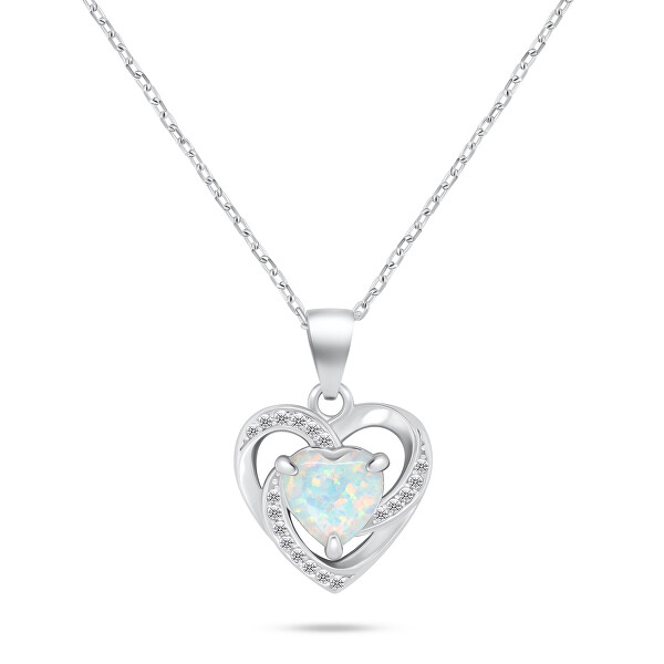 Affascinante collana in argento Cuore con opale NCL154W