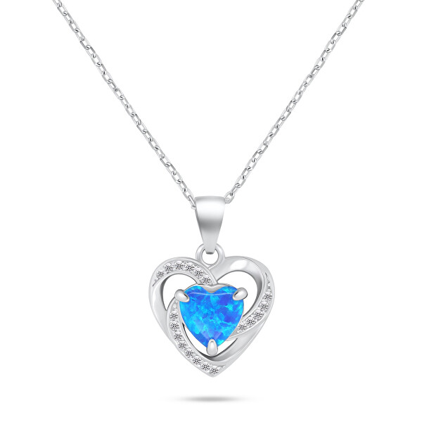 Affascinante collana in argento Cuore con opale NCL154WB