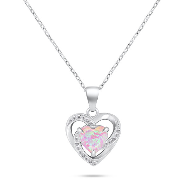 Affascinante collana in argento Cuore con opale NCL154WP