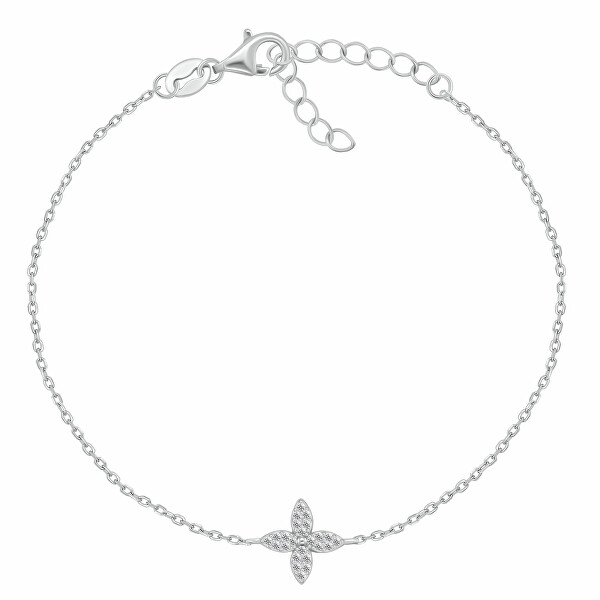 Půvabný stříbrný náramek Květ se zirkony BRC177W