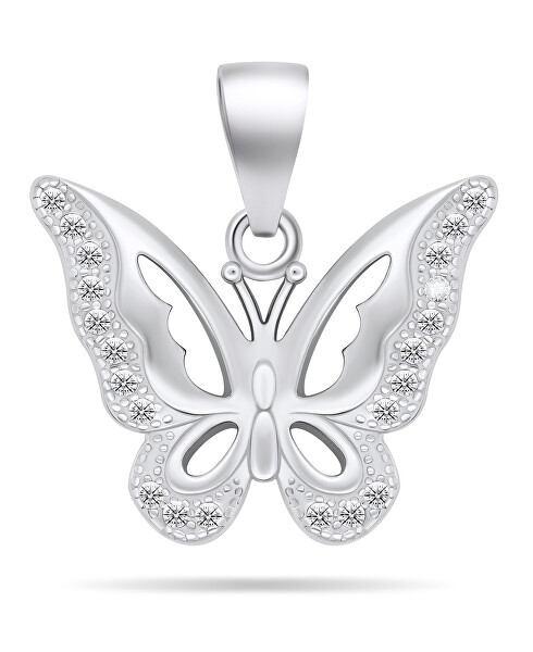 Affascinante pendente in argento con zirconi Farfalla PT75W