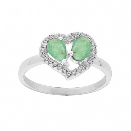 Půvabný stříbrný prsten se smaragdy R-FS-5648E