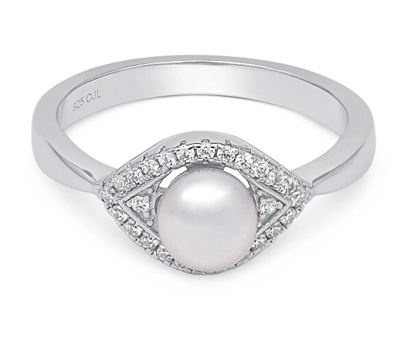 Pôvabný strieborný prsteň s pravou perlou ML05671L