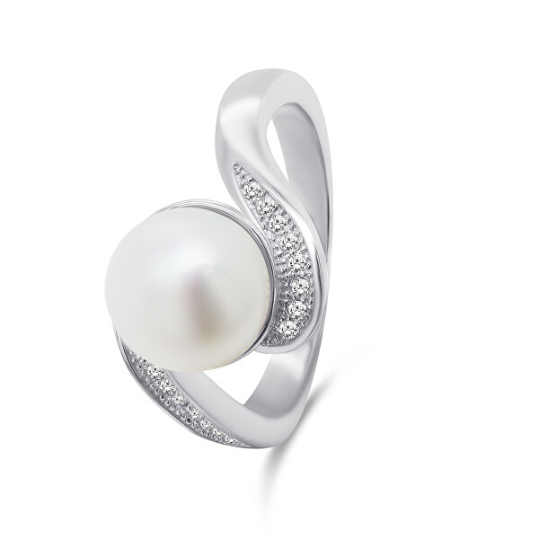 Inel elegant din argint cu perlă autentică RI061W