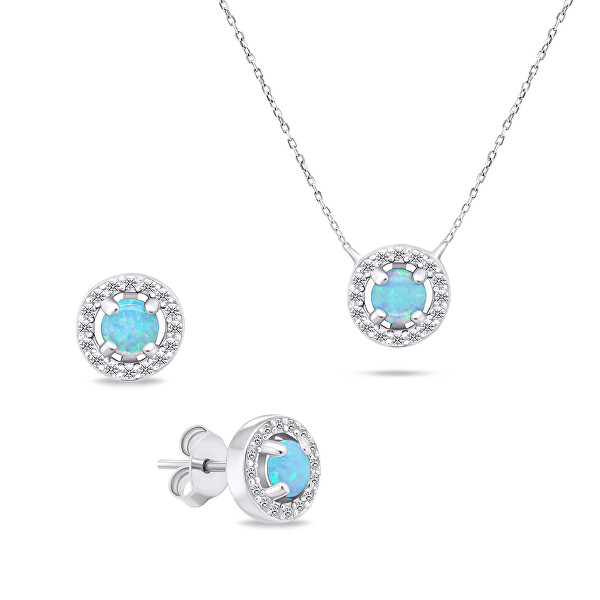 Set incantevole di gioielli in argento con opali SET225WLB (orecchini, collana)