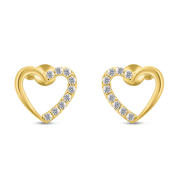 Romantici orecchini placcati oro cuori scintillanti EA356Y