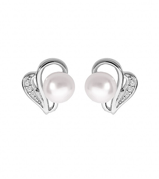 Romantické strieborné náušnice s pravými perlami SE05928A