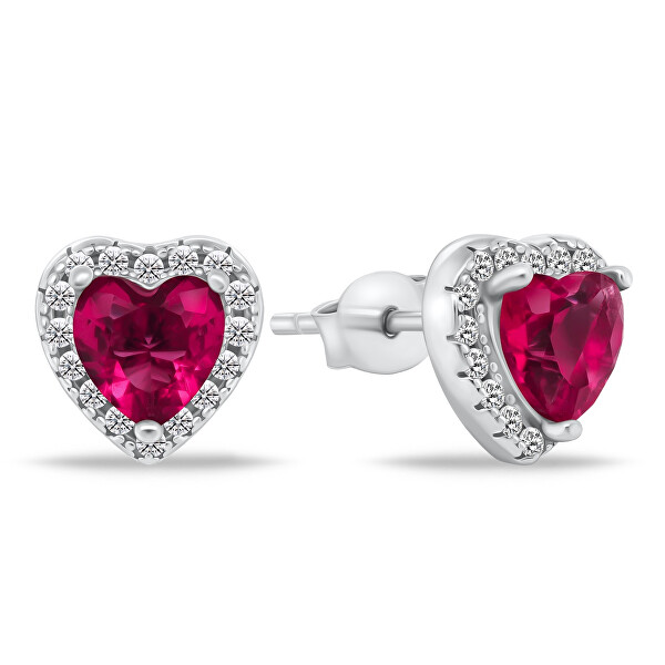 Romantické stříbrné náušnice se zirkony Srdíčka EA901WR