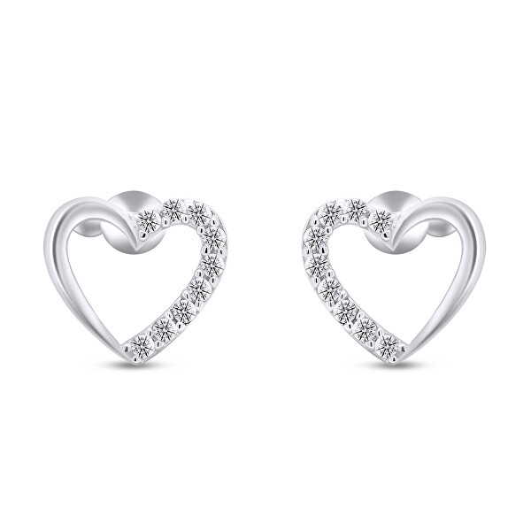 Romantikus ezüst fülbevaló csillogó szívek EA356W