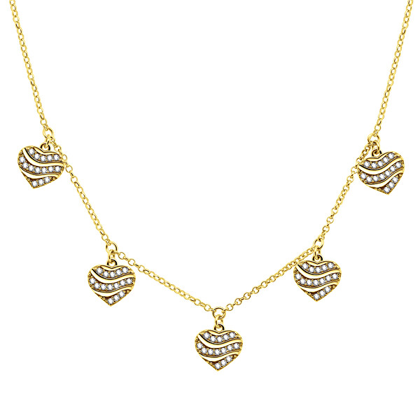 Romantický pozlacený náhrdelník se srdíčky NCL11Y